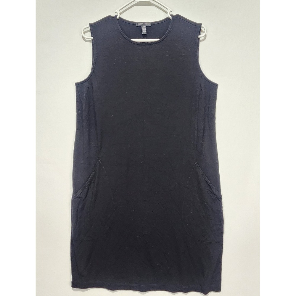 Eileen Fisher‎ Women's Casual Minimalist Pullover Black Dress Size M